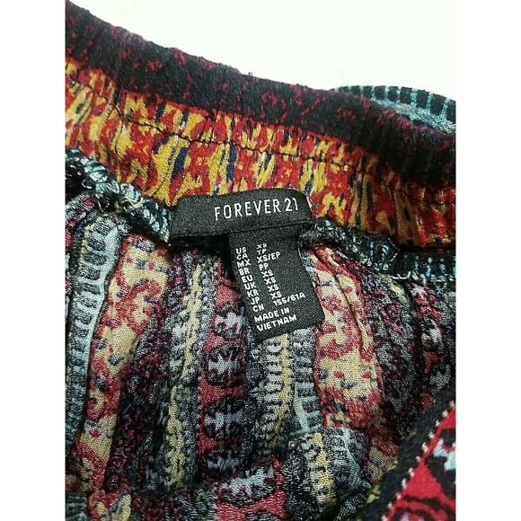 Forever 21 Wmns Jrs Size XS Circle Mini Skirt Tie Belt Boho RedBlkBlueYellow - Picture 2 of 4